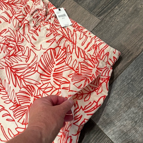 Lane Bryant Pants Plus 22/24 Inseam 32 Drawstring Linen Blend NWT $60 Tropical - Picture 2 of 9